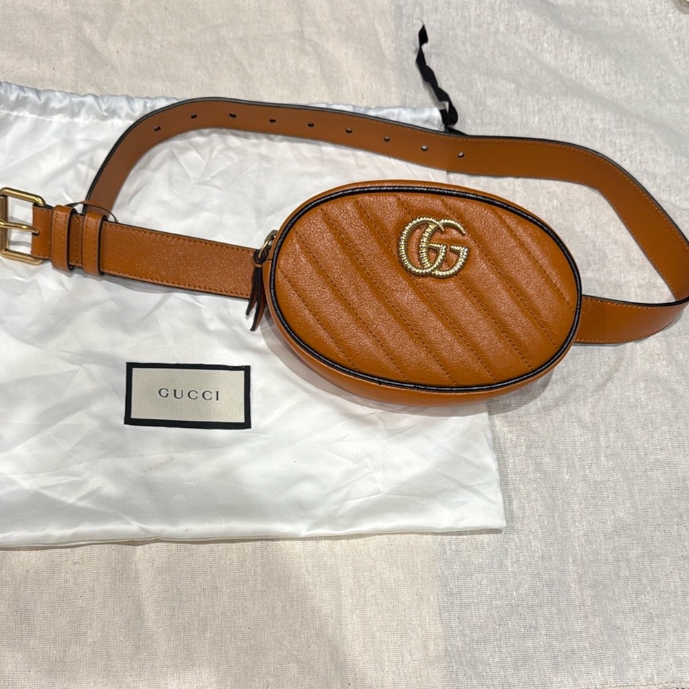 Gucci Marmont Leather Belt Bag with GG Logo